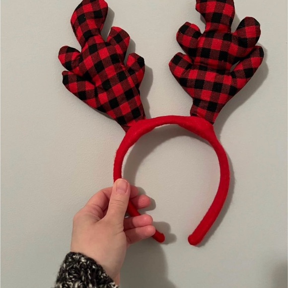 Christmas Festive Headbands - Red Plaid and Gold - Picture 5 of 8